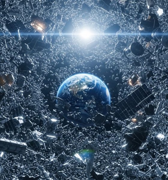 Ilustrasi ancaman sampah antariksa terhadap masa depan eksplorasi luar angkasa yang mengelilingi bumi.