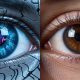 Ilustrasi mata robot humanoid canggih yang melambangkan kebangkitan Artificial General Intelligence yang setara dengan manusia.