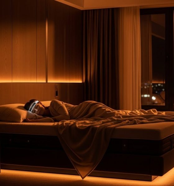 Ilustrasi masa depan teknologi tidur untuk mengatasi insomnia kronis dengan kasur pintar.